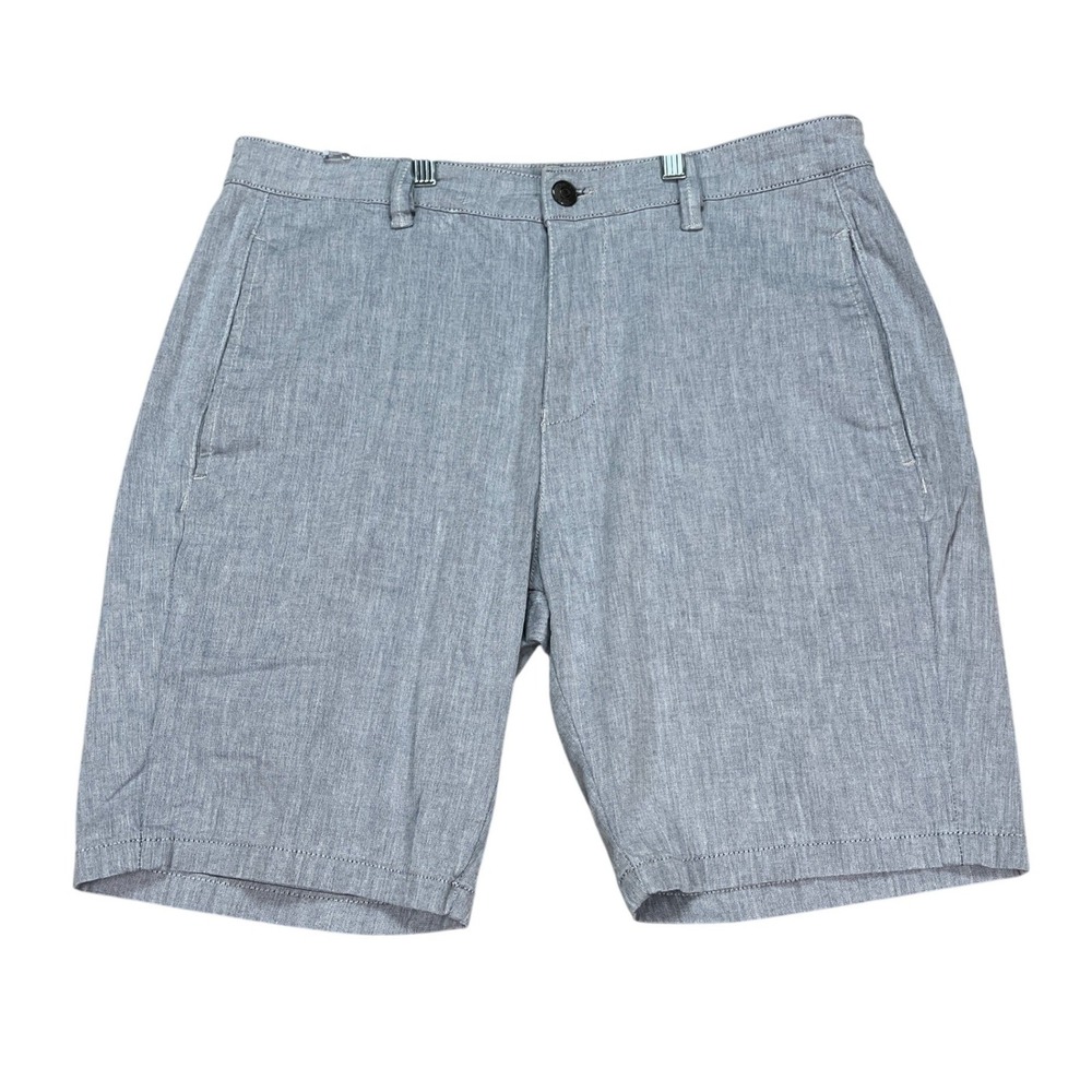 Mavi Simon Shorts Mens 34 Blue Gray Stretch Flat Front Shark Skin Twill EUC